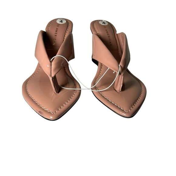GOOD AMERICAN Women's Dusty Patent Lucite Wedge Size 4 Thong Sandals- Read - Picture 2 of 12